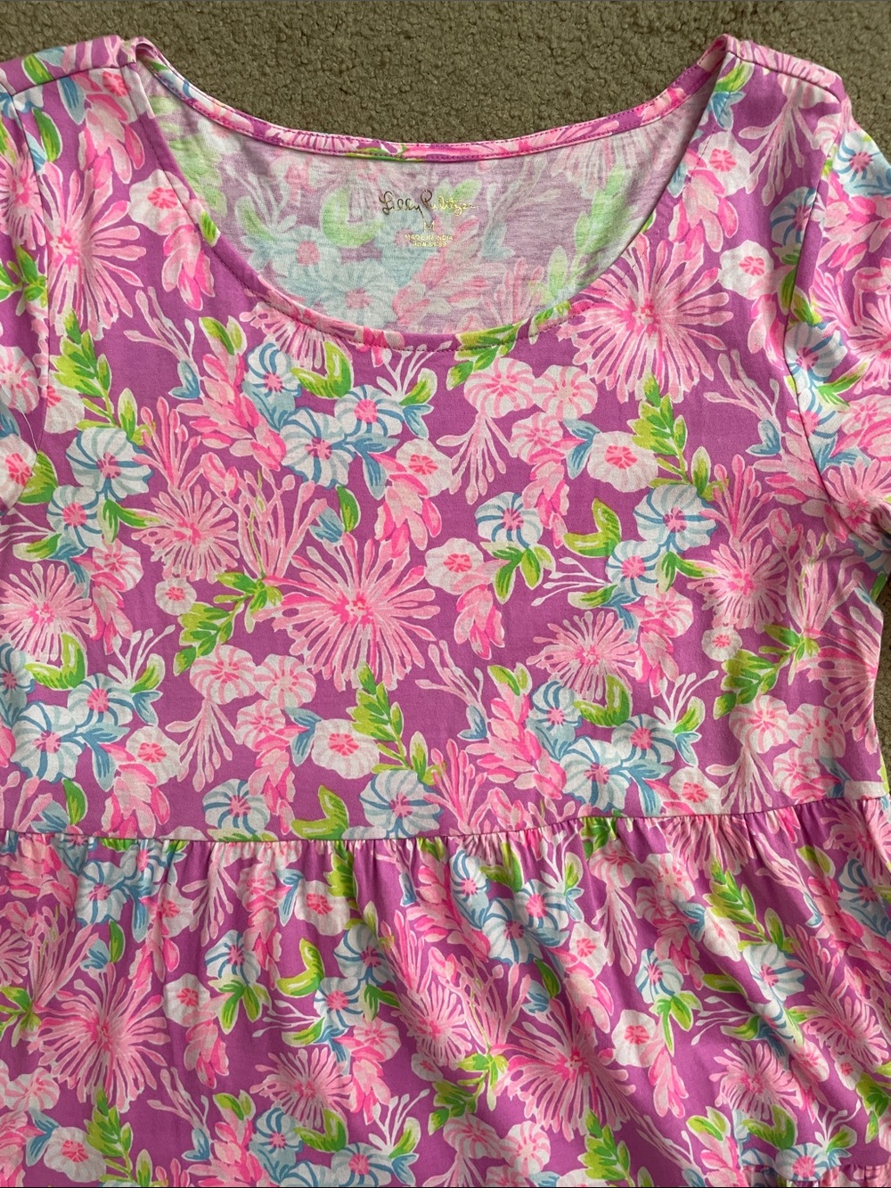 Lilly Pulitzer Bubblegum Pink Floral Tiered Mini Dress - Picture 2 of 4
